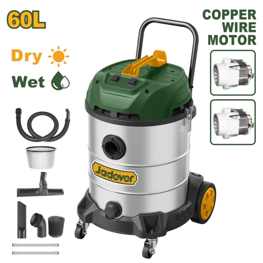 JADEVER Heavy-Duty 60L Wet & Dry Vacuum Cleaner – 2 x 1200W, Stainless Steel Tank (JDVR5A60) JADEVER Heavy-Duty 60L Wet & Dry Vacuum Cleaner – 2 x 1200W, Stainless Steel Tank (JDVR5A60)