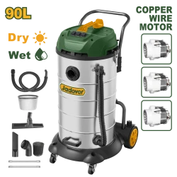 JADEVER Vacuum Cleaner 90L – 3600W, Stainless Steel Tank, Wet & Dry, Triple Motor (JDVR5A90)
