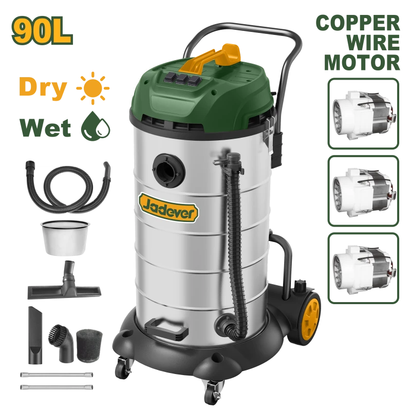 JADEVER Vacuum Cleaner 90L – 3600W, Stainless Steel Tank, Wet & Dry, Triple Motor (JDVR5A90) - Jadever