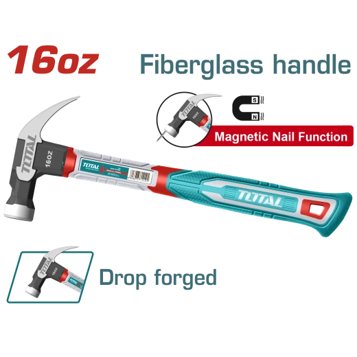 TOTAL Claw Hammer 450g | 16oz Magnetic Nail Holder (THCH61016) TOTAL Claw Hammer 450g | 16oz Magnetic Nail Holder (THCH61016)