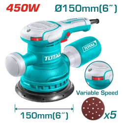 TOTAL Electric Rotary Sander with Variable Speed 450W 150mm 6" (TF2061506)