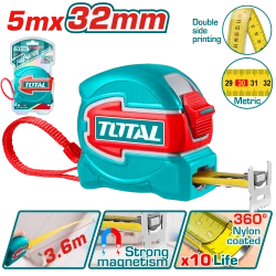 TOTAL Steel Measuring Tape 5m x 32mm – Magnetic Hook (TMT80532M)