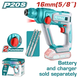 TOTAL Cordless Rotary Hammer SDS Plus 20V | 1.5J - Battery & Charger Sold Separately (TRHLI20168)