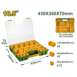 JADEVER Plastic Organizer with Removable Cups 16.5" | 430x350x70mm (JDTB1611)