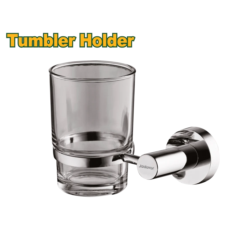 JADEVER Bathroom Tumbler Holder Zinc Alloy Clear Glass Cup Set of 1 - Jadever
