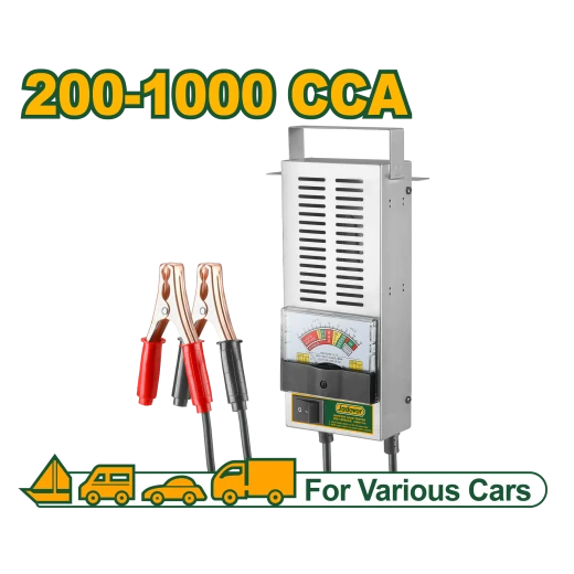 جهاز فحص بطارية – 6/12 فولت، تيار 100 أمبير، مدى 200–1000 CCA، شاشة تناظرية من جادفر (JDBD1510) جهاز فحص بطارية – 6/12 فولت، تيار 100 أمبير، مدى 200–1000 CCA، شاشة تناظرية من جادفر (JDBD1510)