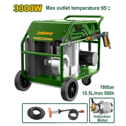 JADEVER Hot Water High Pressure Washer 180 Bar, 3300W Induction Motor, 11L/Min Flow, 95℃ Outlet Temperature with Auto Stop System