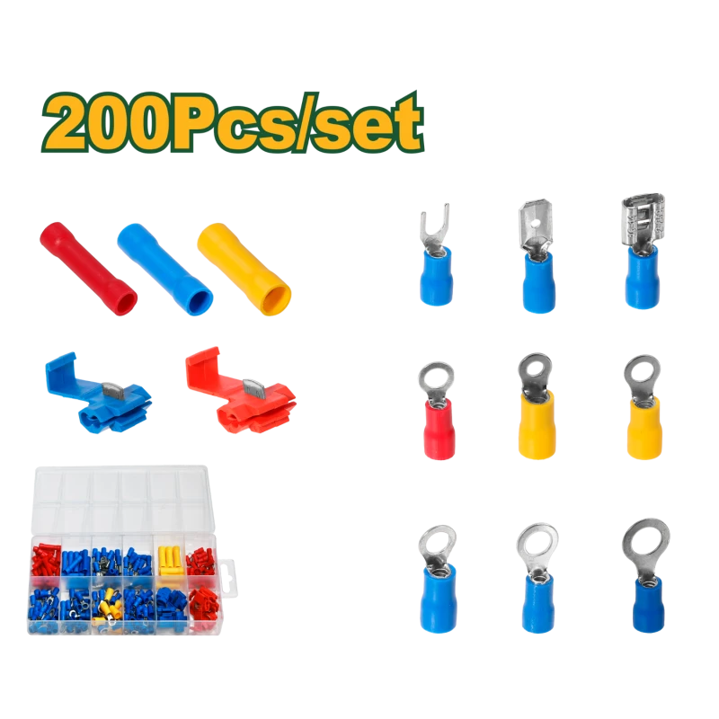 JADEVER 200-Piece Electrical Terminal Set JDTT1B02 – Comprehensive Kit for Electrical Connections and Wiring - Jadever