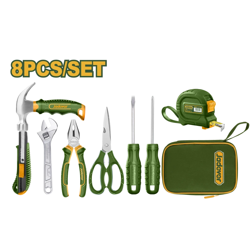 Jadever 8 Piece Hand Tool Set Home Repair Kit with Measuring Tape, Screwdrivers, and More - Jadever