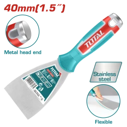 TOTAL Putty Trowel 40mm 1.5 Inch Stainless Steel Heat Treated Fine Polished Finish