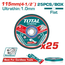 TOTAL Cutting Wheel Set for Fiber, Aluminum, and Metal – 25 Pieces, 115mm Diameter, for Versatile and Precise Cutting (TAC11011525)