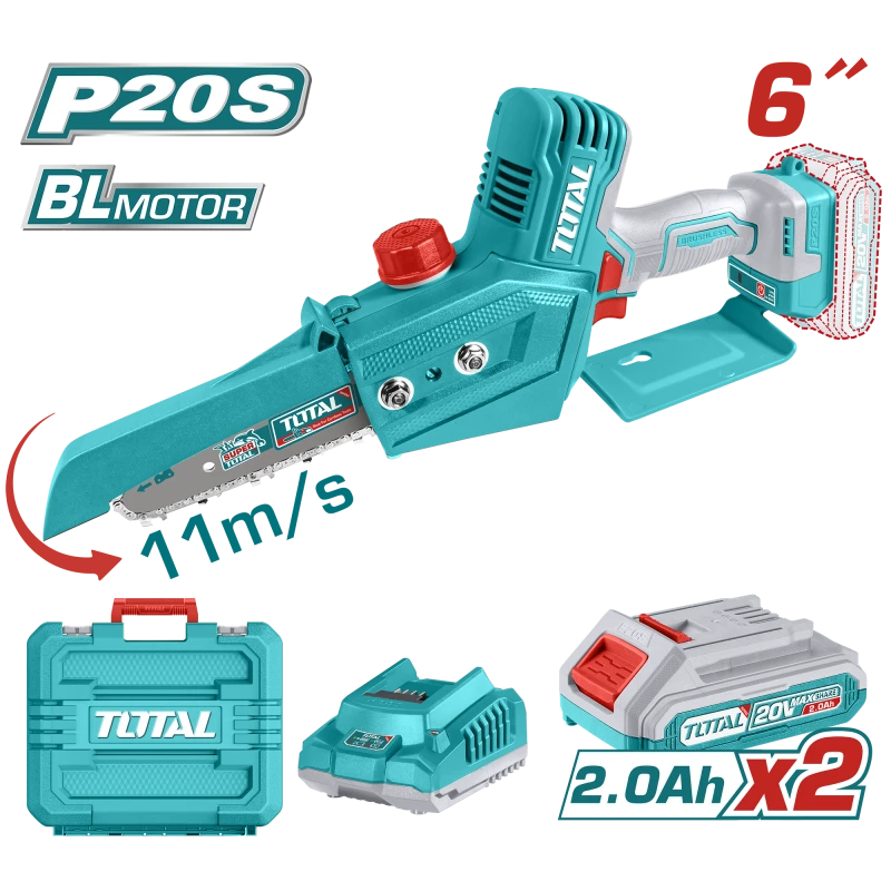 TOTAL Cordless Mini Chain Saw Brushless 20V - 15cm | 6" (TGSLI20686) - Total