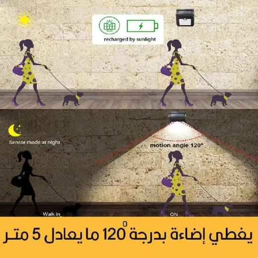 مصباح LED يعمل بالطاقة الشمسية مع مستشعر حركة - إضاءة خارجية آمنة - Image 7