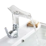 Clear Glass Waterfall Faucet for Bathroom: Elegant & Modern Design