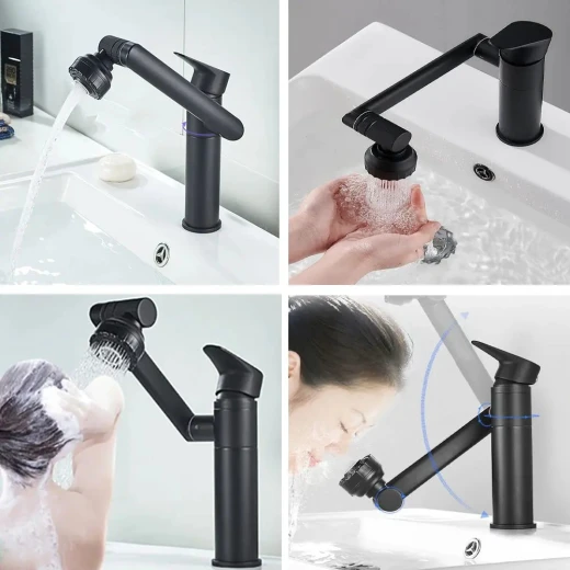 Swiveling Pull-Out Bathroom Faucet: Modern Design & Easy Cleaning - Image 5