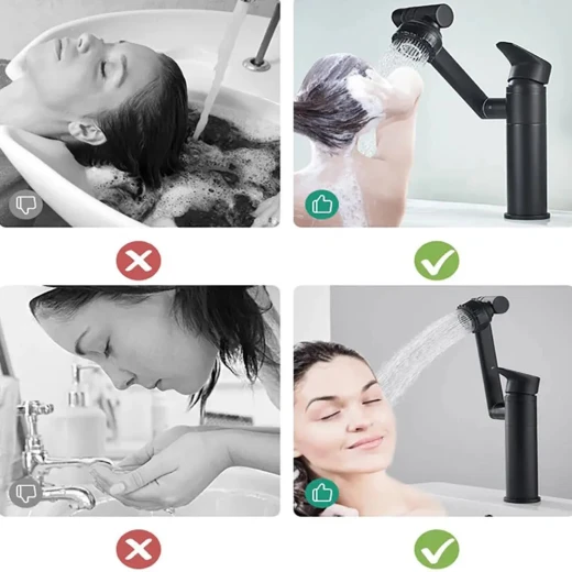 Swiveling Pull-Out Bathroom Faucet: Modern Design & Easy Cleaning - Image 6
