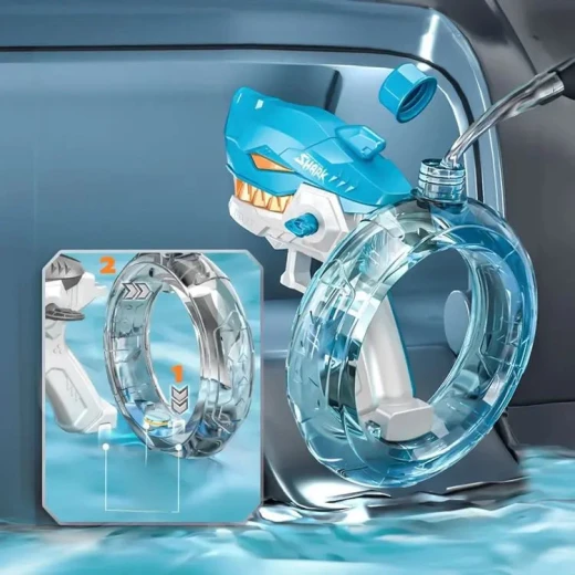Shark Water Spray Bracelet for Kids, Fun Summer Outdoor Toy, Refillable & Easy to Use, Safe, Durable Water Blaster Wristband for Beach, Pool & Backyard Play - Image 7