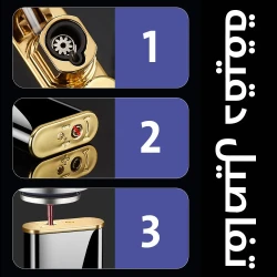 ولاعة مقاومة للرياح بتصميم أسد/تنين - لهب مزدوج، متينة وأنيقة