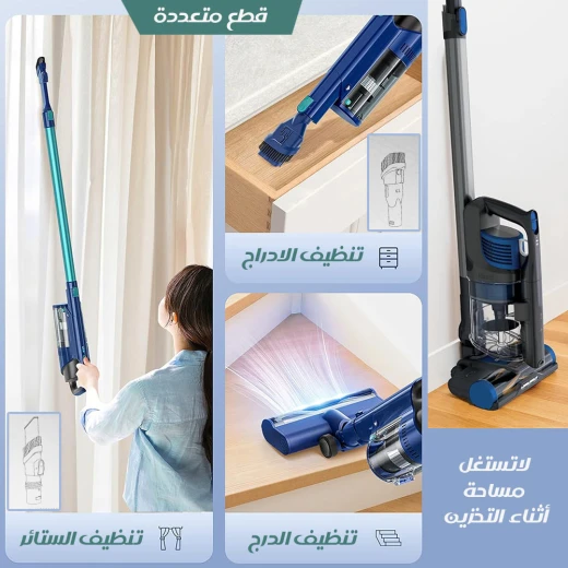 مكنسة يدوية لاسلكية شفط قوي، تصميم خفيف الوزن مع ملحقات متعددة لتنظيف السيارة والمنزل من هومّاك - هومّاك - Image 4