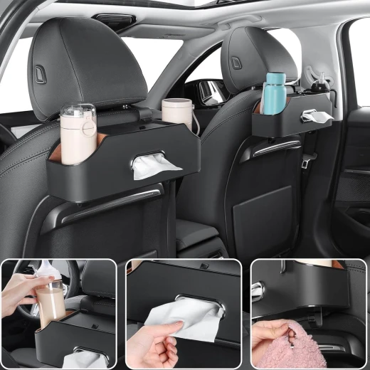 Car Seat Back Organizer, Universal Fit, Black Storage Solution with Multiple Pockets for Travel Essentials, Kids & Family Use - Image 8