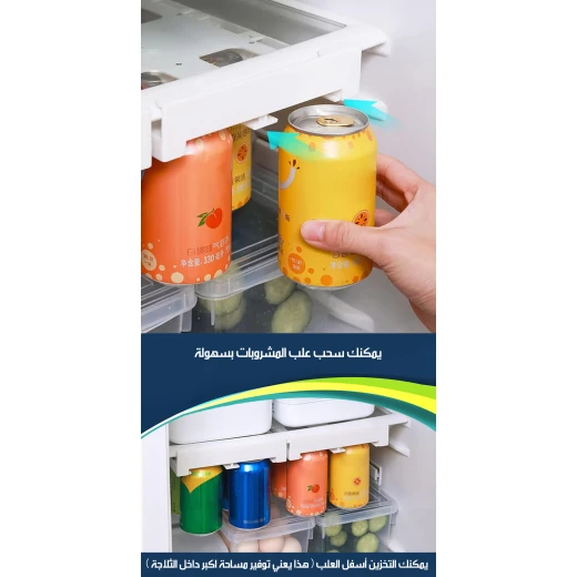 Refrigerator Can Storage Rack Organizer, Stackable, Holds 12 Cans, Clear - Image 7