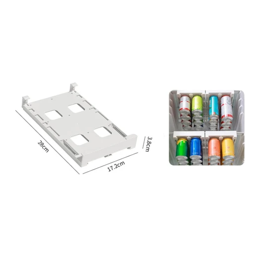 Refrigerator Can Storage Rack Organizer, Stackable, Holds 12 Cans, Clear - Image 8