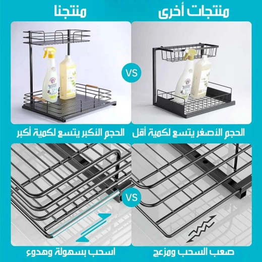 Kitchen Cabinet Double Pull Out Mesh Rack Organizer: Maximize Storage, Easy Access for 20+ Items, Fits Standard Cabinets - Image 5