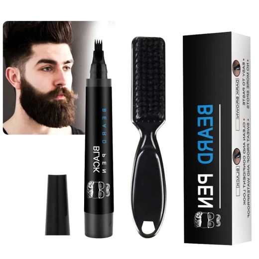 Beard Pen for Men, Natural Filling, Black, Long Lasting, Set of 1 Beard Pen for Men, Natural Filling, Black, Long Lasting, Set of 1