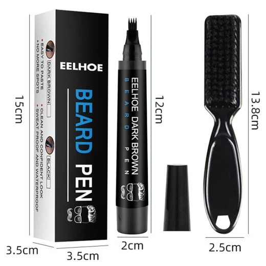 Beard Pen for Men, Natural Filling, Black, Long Lasting, Set of 1 - Image 7