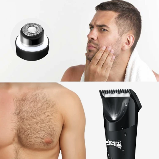 DSP Body And Beard Shaver 60383 Dual Head Electric Trimmer for Men, Waterproof Design, Precision Trimming - Dsp - Image 2