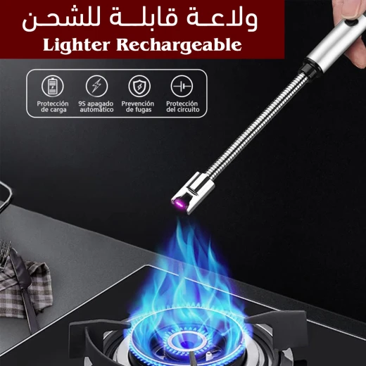 ولاعة قابلة لإعادة الشحن متعددة الاستخدامات برقبة مرنة قابلة للدوران 360 درجة للشمع والموقد والشواء والمطبخ والاستخدام الخارجي، أسود، 12 بوصة - Image 3