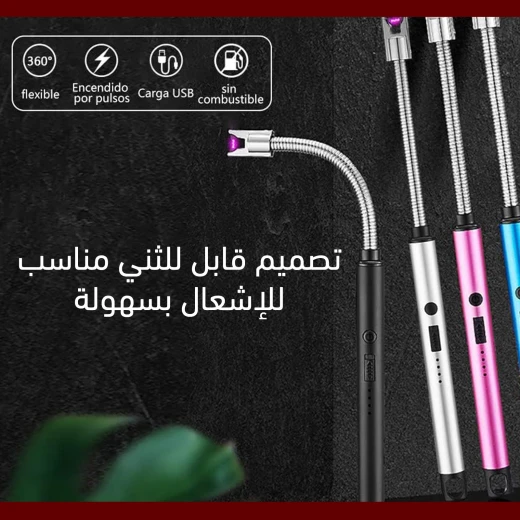 ولاعة قابلة لإعادة الشحن متعددة الاستخدامات برقبة مرنة قابلة للدوران 360 درجة للشمع والموقد والشواء والمطبخ والاستخدام الخارجي، أسود، 12 بوصة - Image 6