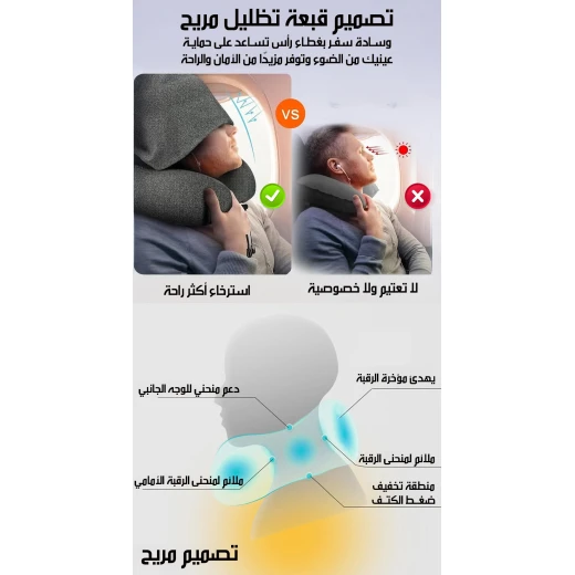 وسادة سفر للرقبة من ميموري فوم مع غطاء عملي، دعم مريح للرقبة في الطائرة والسيارة والقطار، توفر راحة فائقة واسترخاء، تتضمن حقيبة حمل صغيرة - Image 8