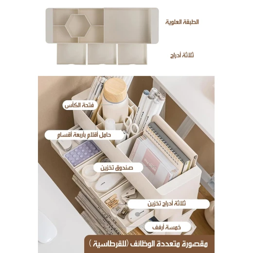 Rotating Bookcase with Wheels and 5 Shelves: Mobile Storage Organizer for Books and Stationery - Image 5