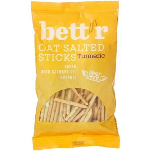 Bett'r Organic Oat Salted Sticks Turmeric 50g Gluten-Free Healthy Snack Bett'r Organic Oat Salted Sticks Turmeric 50g Gluten-Free Healthy Snack