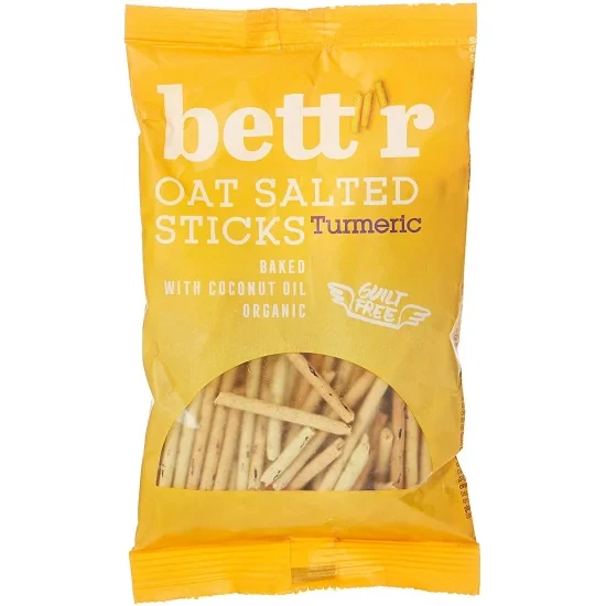 Bett'r Organic Oat Salted Sticks Turmeric 50g Gluten-Free Healthy Snack