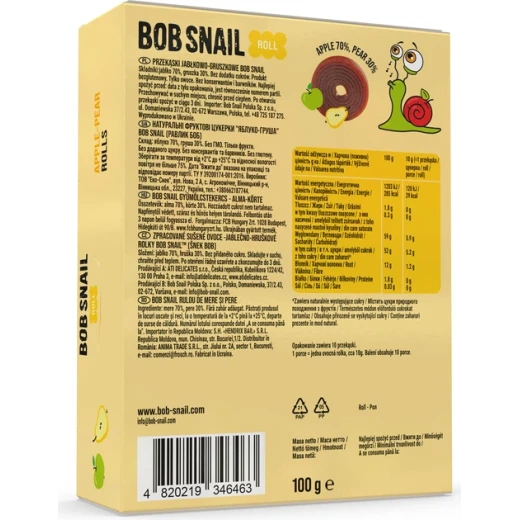 Bob Snail Apple and Pear Fruit Rolls, Healthy Snack, 100g Pack - Bob Snail - Image 2