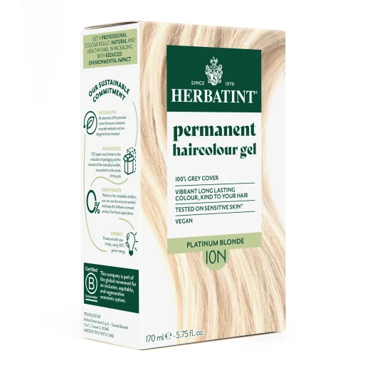 Herbatint Permanent Hair Colour Gel 10N Platinum Blonde 170ml, Ammonia Free