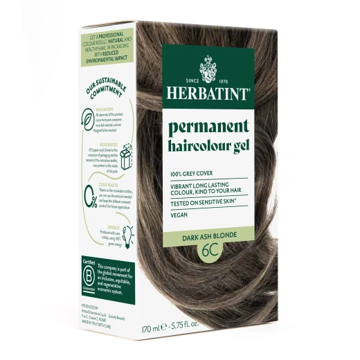 Herbatint Permanent Haircolour Gel 6C Dark Ash Blonde Ammonia Free Natural Effect 170 ml