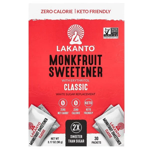 Lakanto Monk Fruit Sweetener Classic 30 Packets - Keto Friendly - Lakanto