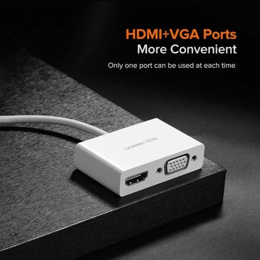 UGREEN 30843 USB Type-C to HDMI and VGA Adapter Converter, White, 4K Resolution - Ugreen - Image 3