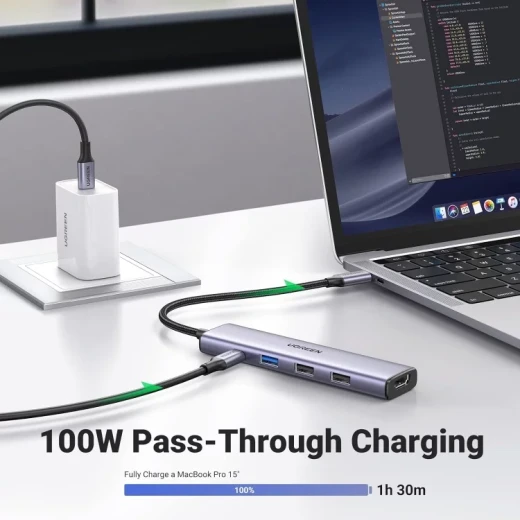 UGREEN USB-C to 4-Port USB 3.0 and HDMI Adapter CM417 for MacBook Pro/Air - Ugreen - Image 2