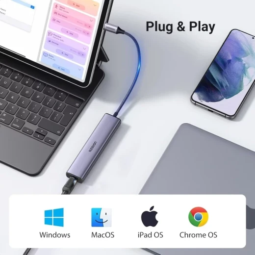 UGREEN USB-C Hub 4-in-1 Ethernet Adapter 3x USB 3.0 Ports Gigabit RJ45 Network for MacBook Pro/Air - Ugreen - Image 5
