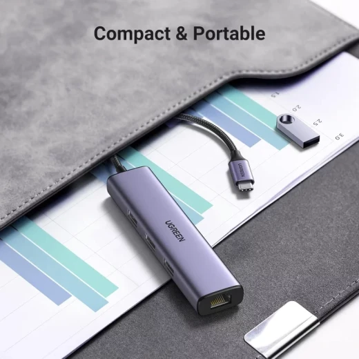 UGREEN USB-C Hub 4-in-1 Ethernet Adapter 3x USB 3.0 Ports Gigabit RJ45 Network for MacBook Pro/Air - Ugreen - Image 6