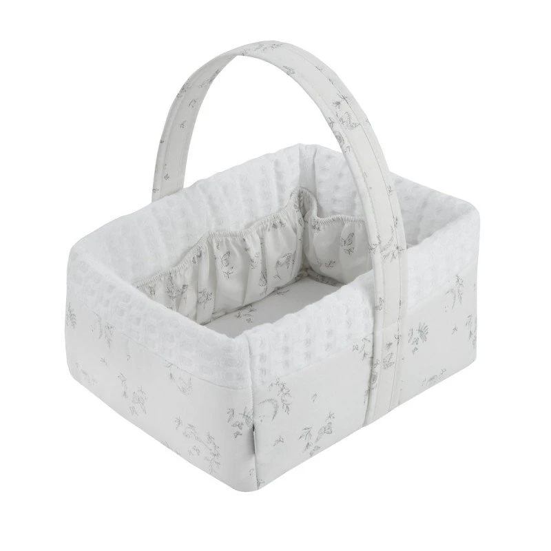 Cambrass Merlo Ecru Layette Basket 22.5x29x29 cm, Padded, for Baby Toiletry Items - Cambrass