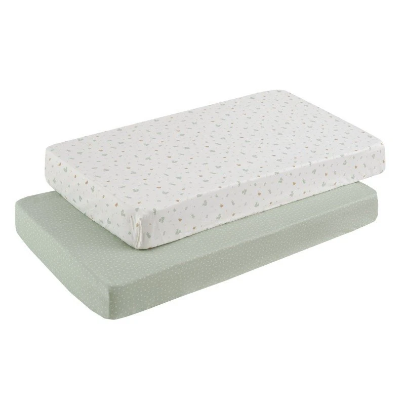 Cambrass 2-Pack Fitted Crib Sheet 60x120cm ARDI Green 100% Cotton - Cambrass
