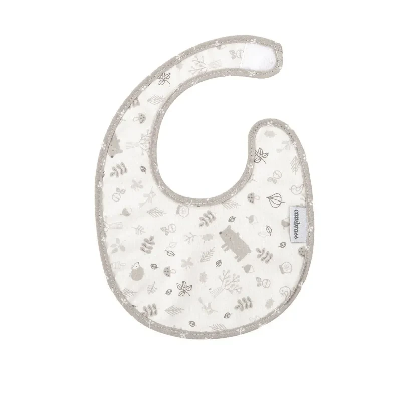 Cambrass Abete Beige Round Velcro Baby Bib 16x19x1 cm, 100% Cotton, Spain - Cambrass