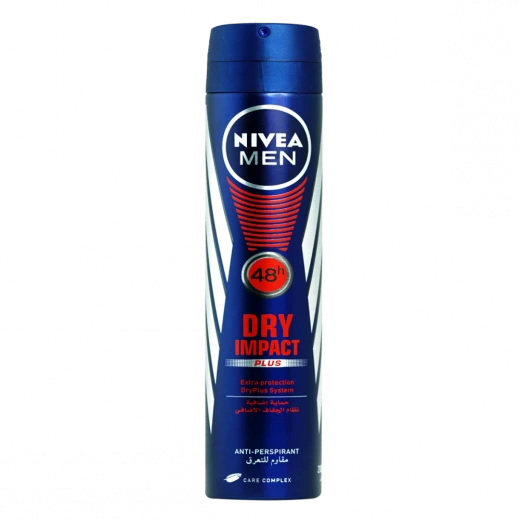 Nivea Men Extra Dry System Body Spray 200ml - 72H Sweat & Odor Protection, Long-Lasting Freshness, Quick-Dry, Gentle on Skin