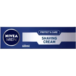 NIVEA MEN Protect & Care Shaving Cream with Aloe Vera for Sensitive Skin, 60ml Tube, Provides a Smooth and Comfortable Shave Experience, Daily Use