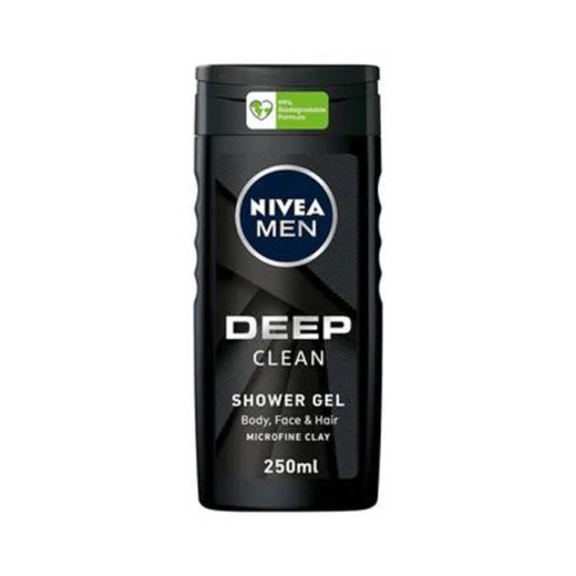 Nivea Deep Clean Men's Body Wash, Face & Hair 250ml - Original Nivea Deep Clean Men's Body Wash, Face & Hair 250ml - Original